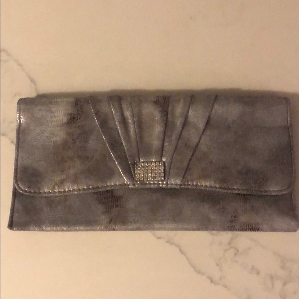 Silver rhinestone clutch